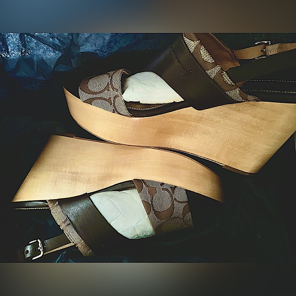 Coach Brown Campbell Wedges Size 9